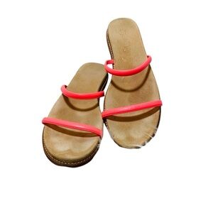 Madewell Neon Pink Chaco Style Leather Strap Sandal Sz-8